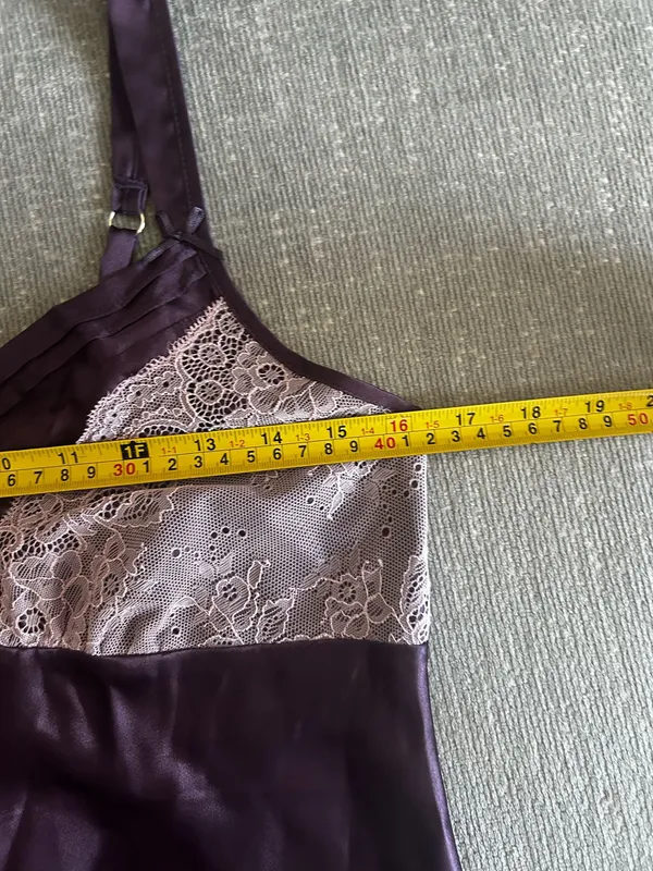 Vtg 90s Y2K Jones New York Purple Satin Lingerie Slip Mini Dress M Whimsigoth - Image 5