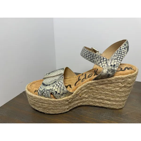 Sam Edelman Maura Snakeskin Espadrille Platform 4" Wedge Sandals Size 8.5 - Image 6