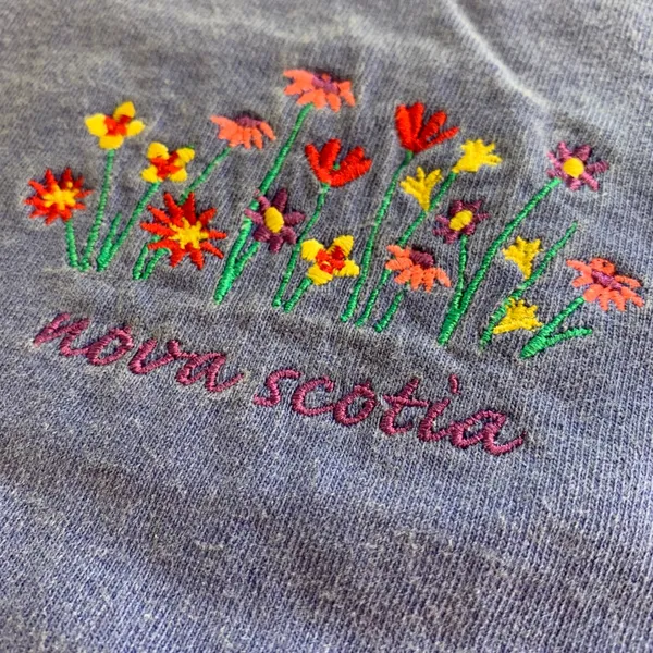 Nova Scotia T-Shirt‎ Womens Medium Embroidered Floral V-Neck Tall Ships Trading - Image 7