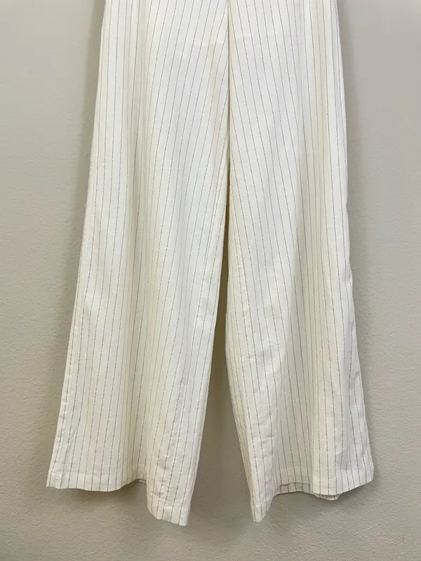 Altar’D State Cream Pinstripe Linen Blend‎ Wide-Leg Pants Size XS - Image 4