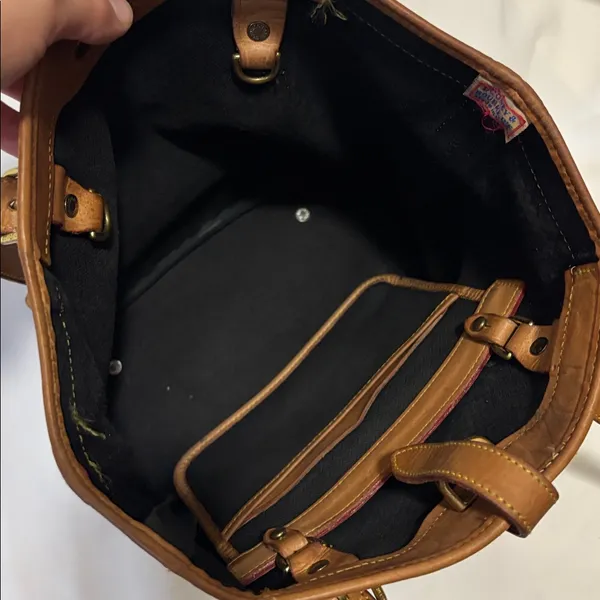 Dooney & Bourke Cabriolet Bucket Shoulder Bag Black w/ Brown Leather Trim - Image 9