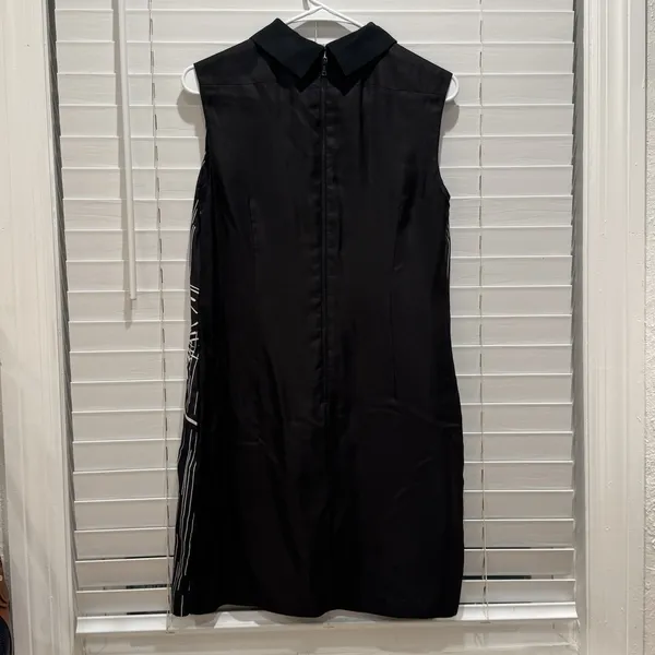 JASON WU Miss Wu Black/White 100% Silk Abstract‎ Floral Print Sheath Dress SZ 2 - Image 4