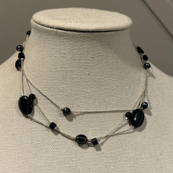 White House Black Market 18" Multi-Strand Black Bead Necklace - Image 6