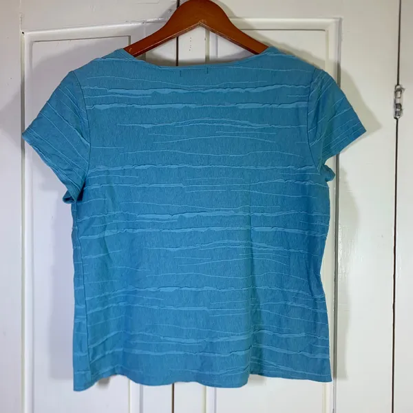 Habitat Clothes to Live In Womens Blue Textured Short Sleeve Scoop Neck Top S - Image 8