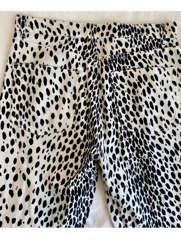 Reformation Cynthia Cheetah High Rise Straight Long Jeans | Size 30 - Image 2