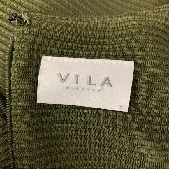 ASOS VILA Clothes Women's Dress Small‎ Green Long Sleeve Career Back Zip - Image 5