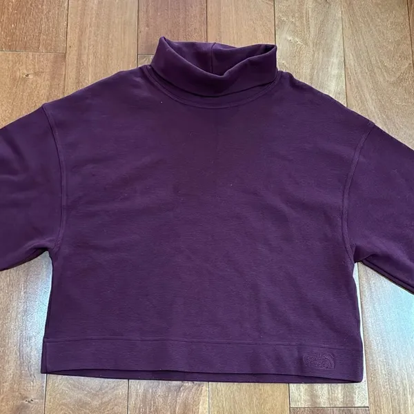 The North Face Sweatshirt Womens Burgundy Cropped Turtleneck S‎ - Image 2