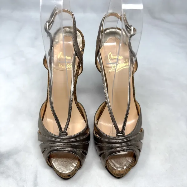 Christian Louboutin Vintage Y2K Activa Leather Cork Strappy Stiletto Heel Sandal - Image 6