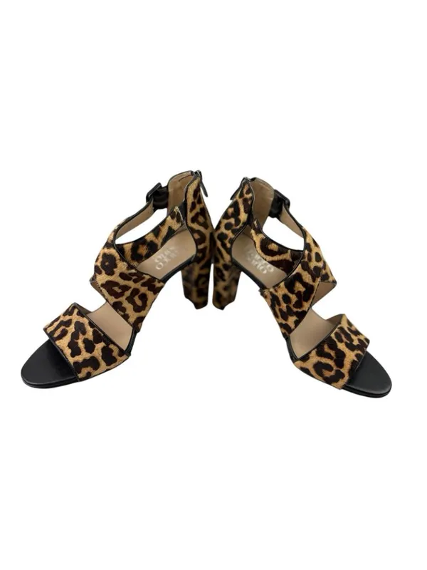 -Franco Sarto Hazelle 2 Leopard Print Strappy Sandal Heels Womens 7.5 Calf Hair - Image 7