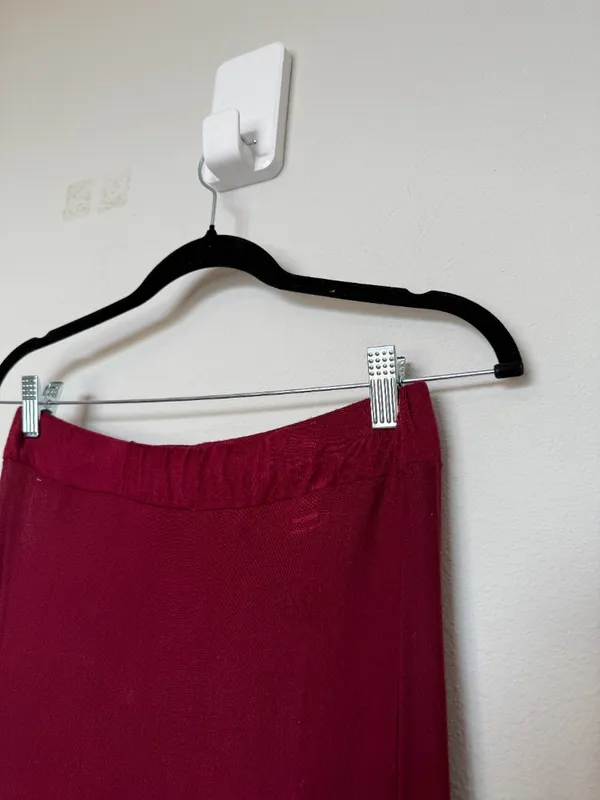 Y2K Burgundy Red Maxi Tiered Peasant Skirt - Image 5