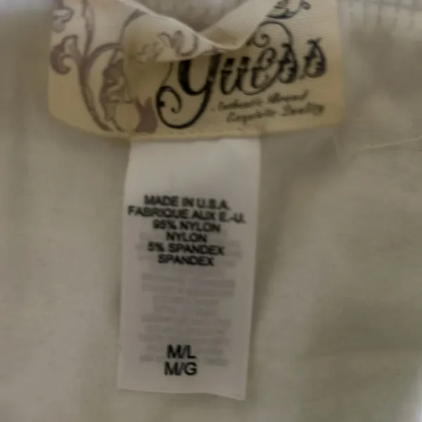 Guess vintage 90’s white strapless body con dress lettuce hem fishtail - Image 5