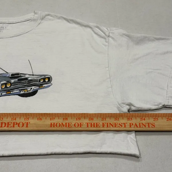 J Galt Cropped T Shirt Graphic Motor Show Car Print‎ Women One Size White - Image 4