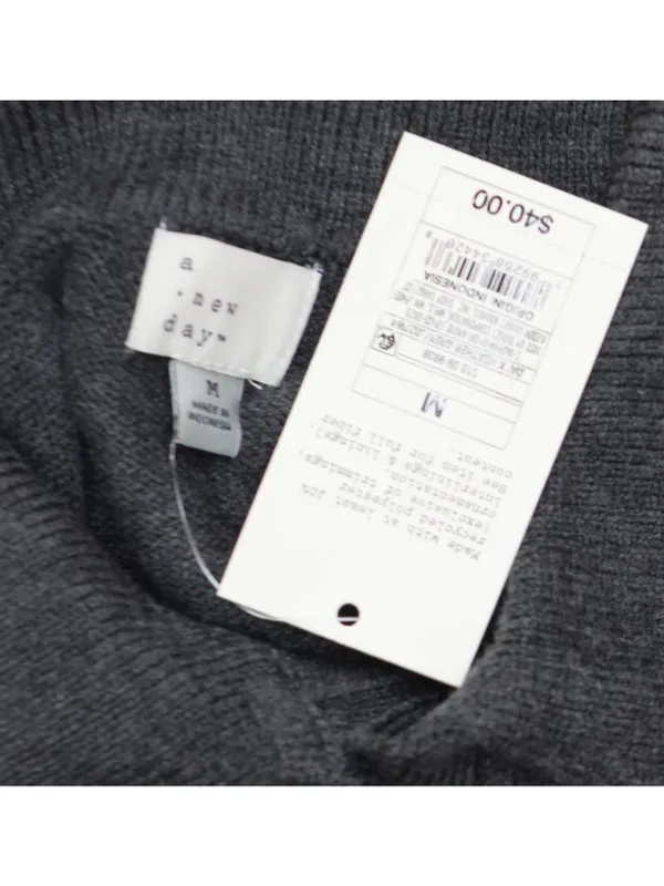 NWT A New Day Knit Polo Collar Ribbed Cuff Sweater Dress Dark Heather Gray M - Image 4
