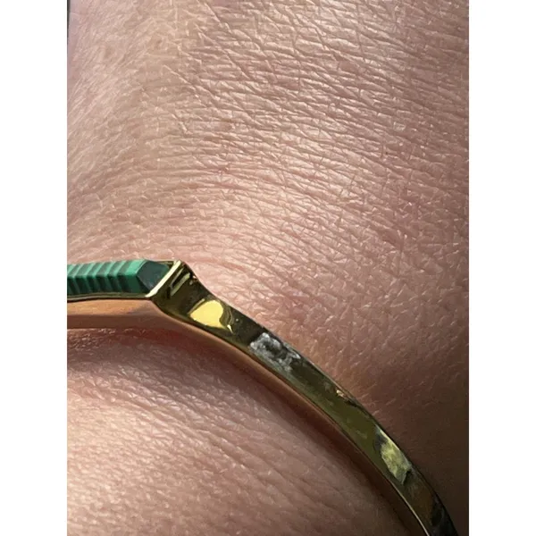 Ann Taylor Gold Tone Malachite Bar Cuff Bangle Bracelet - Image 4