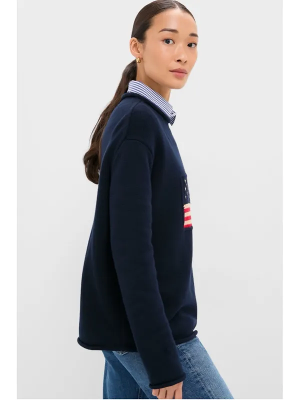 TUCKERNUCK Cotton Rollneck Americana Sweater Navy Academia Prep Thick Old Money - Image 3