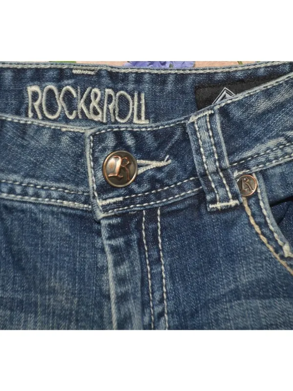 Rock Roll Cowgirl Bootcut Riding Western Jeans Womens 29x34 Embroidered Denim - Image 4