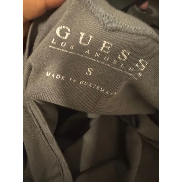 Guess size small grey long sleeve shirt v neck 3/4 sleeve 3 diamond rhinestones - Image 7