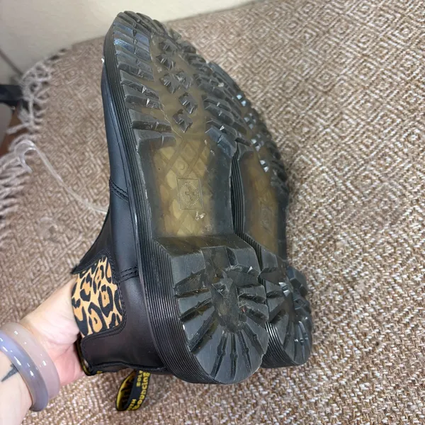 Dr. Martens Air Wair Boots Sz 6l Black Leather W/ Faux Leopard Fur Lining Grunge - Image 6