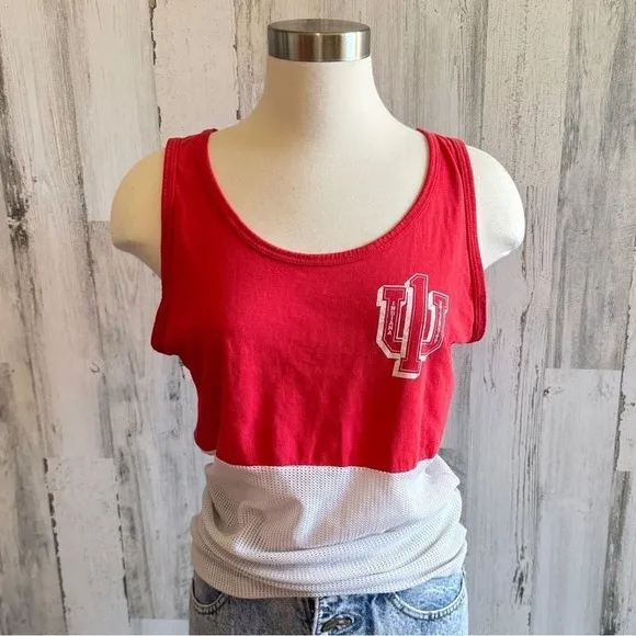 Vintage Indiana University Cropped Mesh Tank Top‎ – Red and White, IU Spiritwear - Image 5