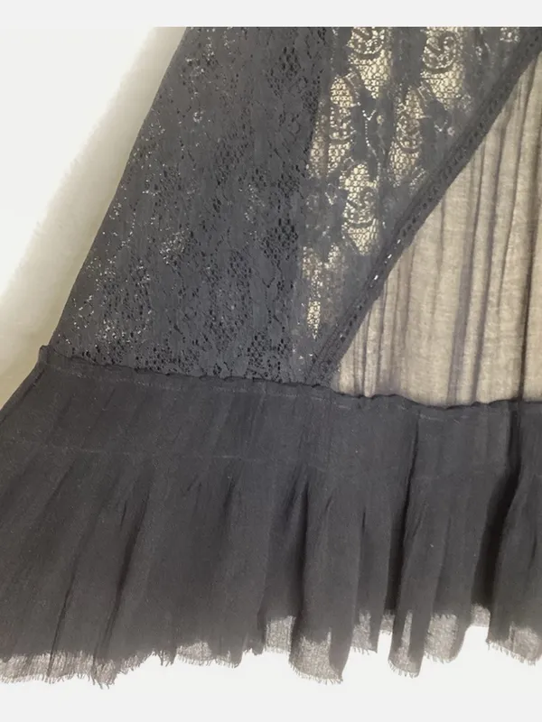 Free People ONE Black Lace Angel Dress Whimsigoth Cutout Size XS. - Image 4
