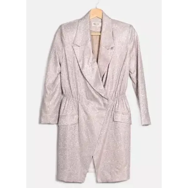House of CB Shimmer Blazer Wrap Dress Women S Silver Glam Sparkle Cocktail Party - Image 2