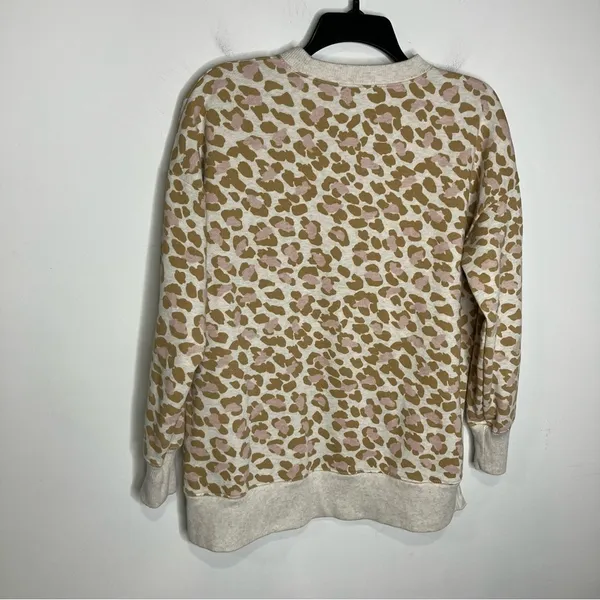 Aerie leopard print sweatshirt side slits women’s size small casual‎ athleisure - Image 6