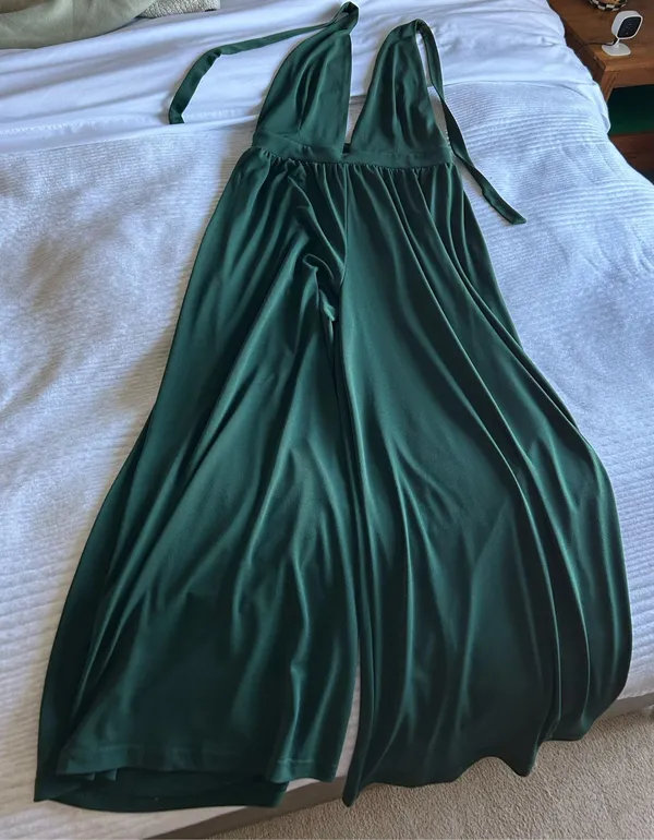 Urban Outfitters Halter Plunge Green Jumpsuit - Image 2