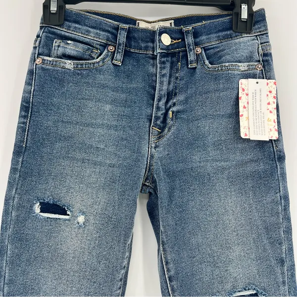 Free People About A Girl Jeans 24 High Rise Distressed Skinny Raw Hem NWT - Image 3