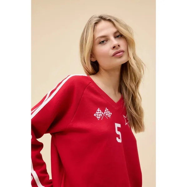 Daydreamer LA 5 Star Raglan Racing V-Neck Sweatshirt Red Size Small NWOT $124 - Image 3