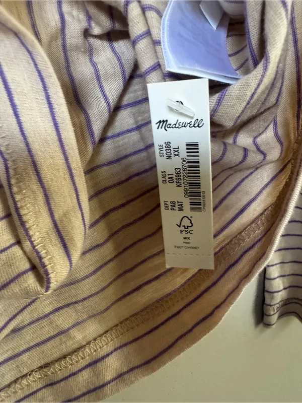 NWT Madewell Whisper Cotton Striped Turtleneck Tee Matchstick sz XXL - Image 9