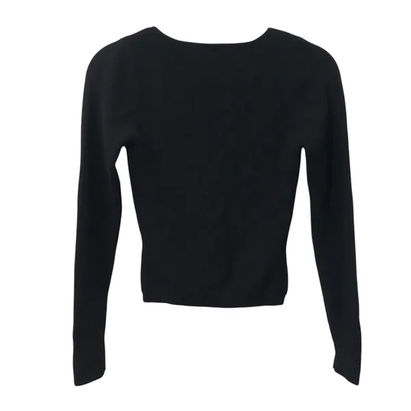 Aritzia Wilfred Free Black Ribber Knit Long Sleeve Crop Women Sweater Top Size M - Image 4