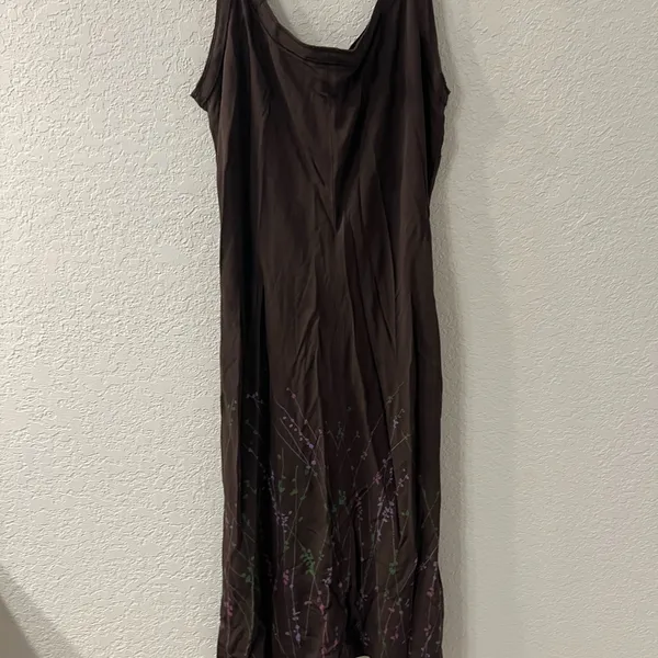 Ann Taylor Brown Maxi‎ Dress with Floral Accents - Image 2