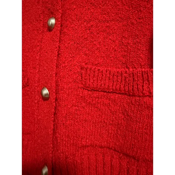 Urban Revivo Womens Red Textured Knit‎ Button Front Cardigan Size US 12 - Image 4