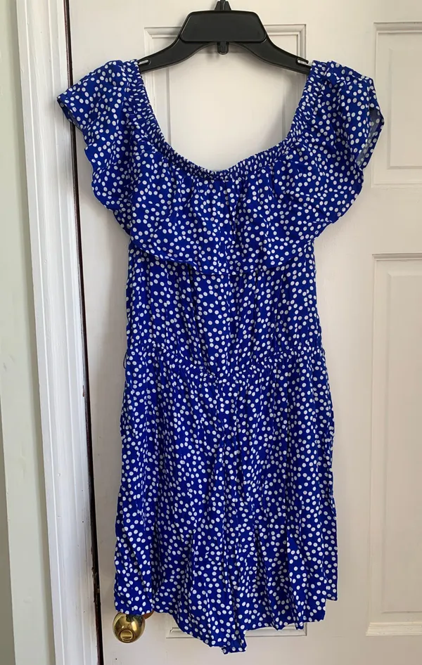Express Blue Polka Dot Romper - Image 3