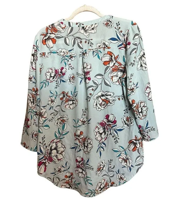 Maurices Tunic Top Womens Medium Multicolor Floral Print Popover V Neck Blouse - Image 6