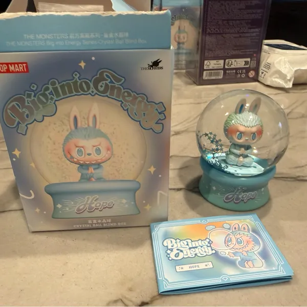 Pop Mart Labubu Big Into Energy Crystal Ball - Hope Snow Globe New - Image 2