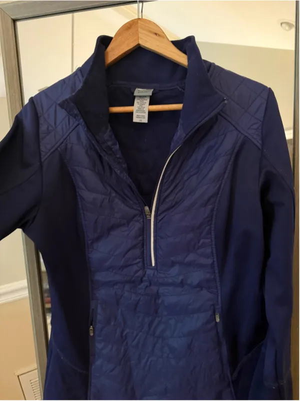 Champion Women's Duo Dry Quilted Jacket Blue White Large - Image 4