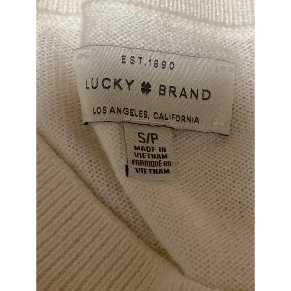 Lucky Brand Cloud Soft Women's Cream V Neck Long Sleeve Sweatshirt Sweater Top S - Image 5