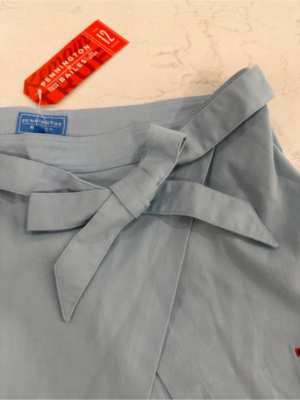 Light Blue Wrap Skort with Side Tie and Embroidered Logo Size 12 - Image 3