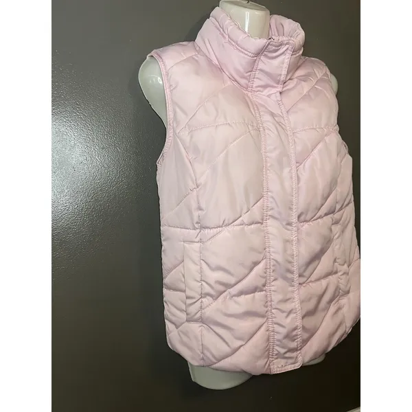 Oodji Super Active Puffer Vest Womens Small Pink Quilted Zip Snap High Collar - Image 2