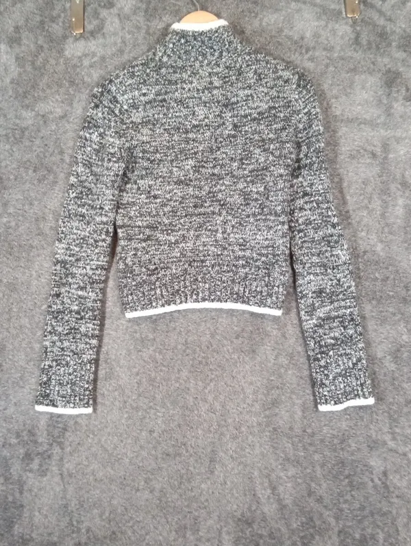 Madewell Marled Mockneck Sweater Black N White Merino Wool Blend Womens SMALL - Image 5