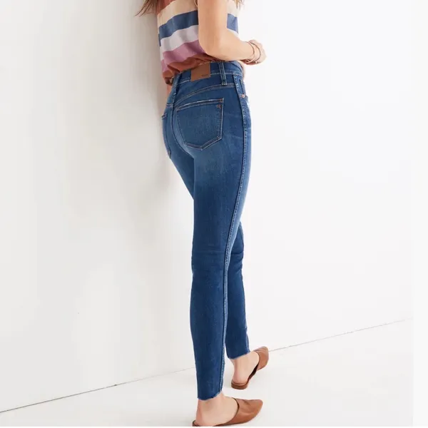 Madewell 10 High-Rise‎ Skinny Jeans Blue Button Fly Distressed J7914 Womens 28 - Image 2