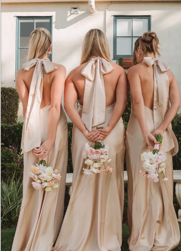 Show me your mumu Lisa Maxi Dress ~ Champagne Luxe Satin S - Image 3