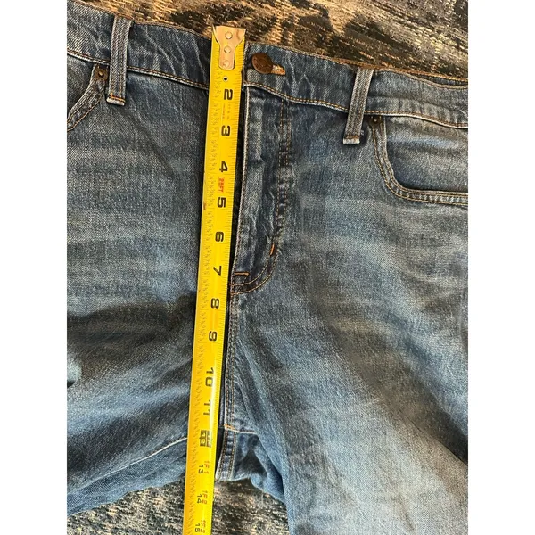 J.CREW Jeans Womens Size 32 Blue Mid Rise Flare Crop Raw Hem Distressed Stretch - Image 7