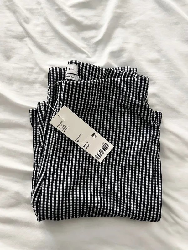 Urban Outfitters NWT navy gingham flare pants size XS - Image 6