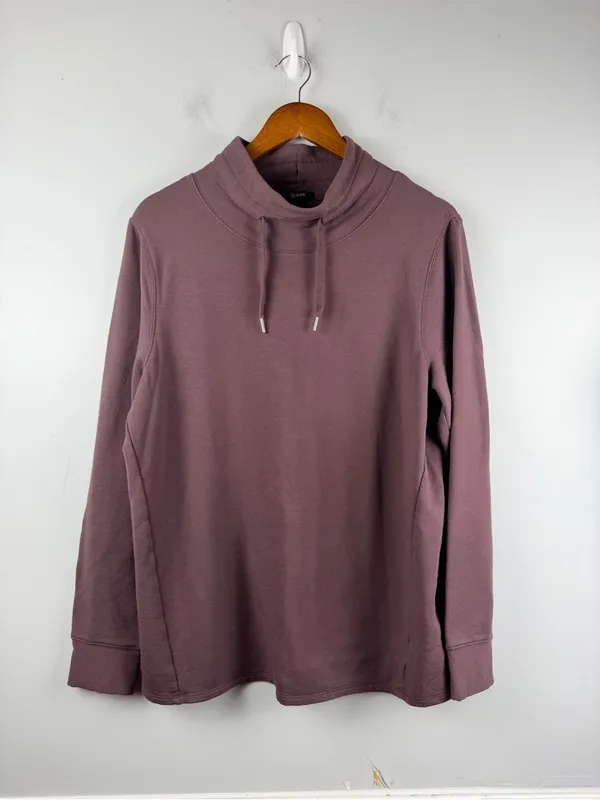 Quince SuperSoft Fleece Mock Neck Pullover in dried fig size large - Image 3