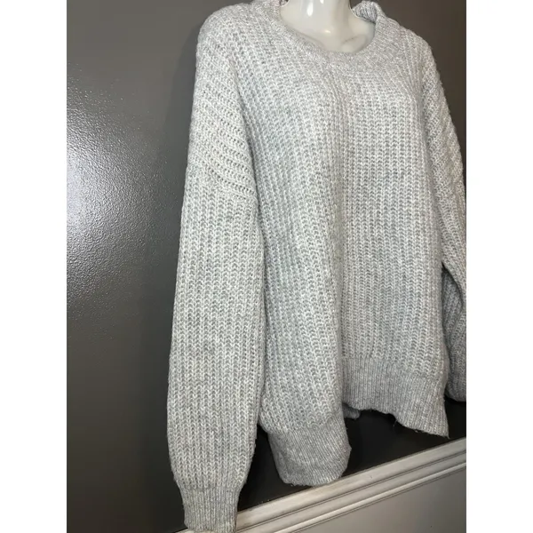 Sonoma Goods For Life Sweater Womens XL Gray Fuzzy Chunky Knit Pullover Cozy - Image 3