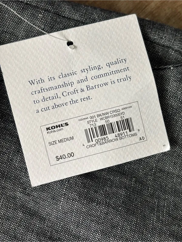 NWT Croft & Barrow heather grey linen straight leg relaxed pant size medium - Image 7