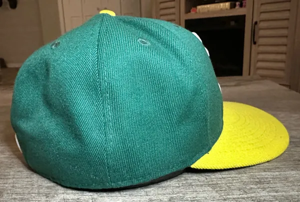 New Era Oakland Athletics A's Fitted 59Fifty Sz 7 3/8 MLB Green Yellow On Field - Image 5