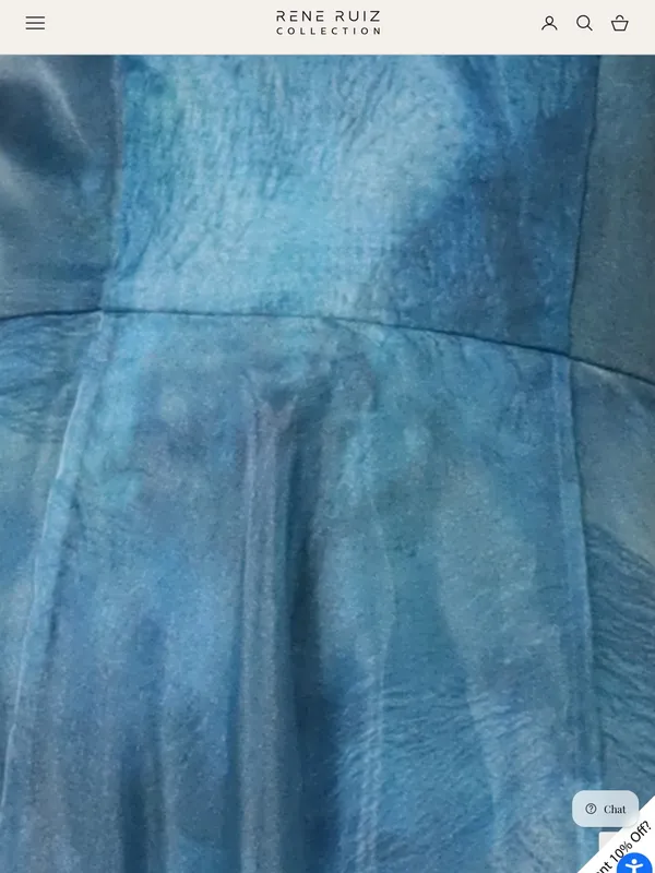 Rene Ruiz Blue-Green Off-the-Shoulder Organza A-Line Gown - Image 4